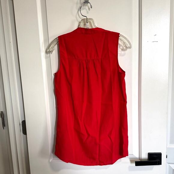 J.Crew red sleeveless button down size 00 office career preppy pop of color - Picture 2 of 6